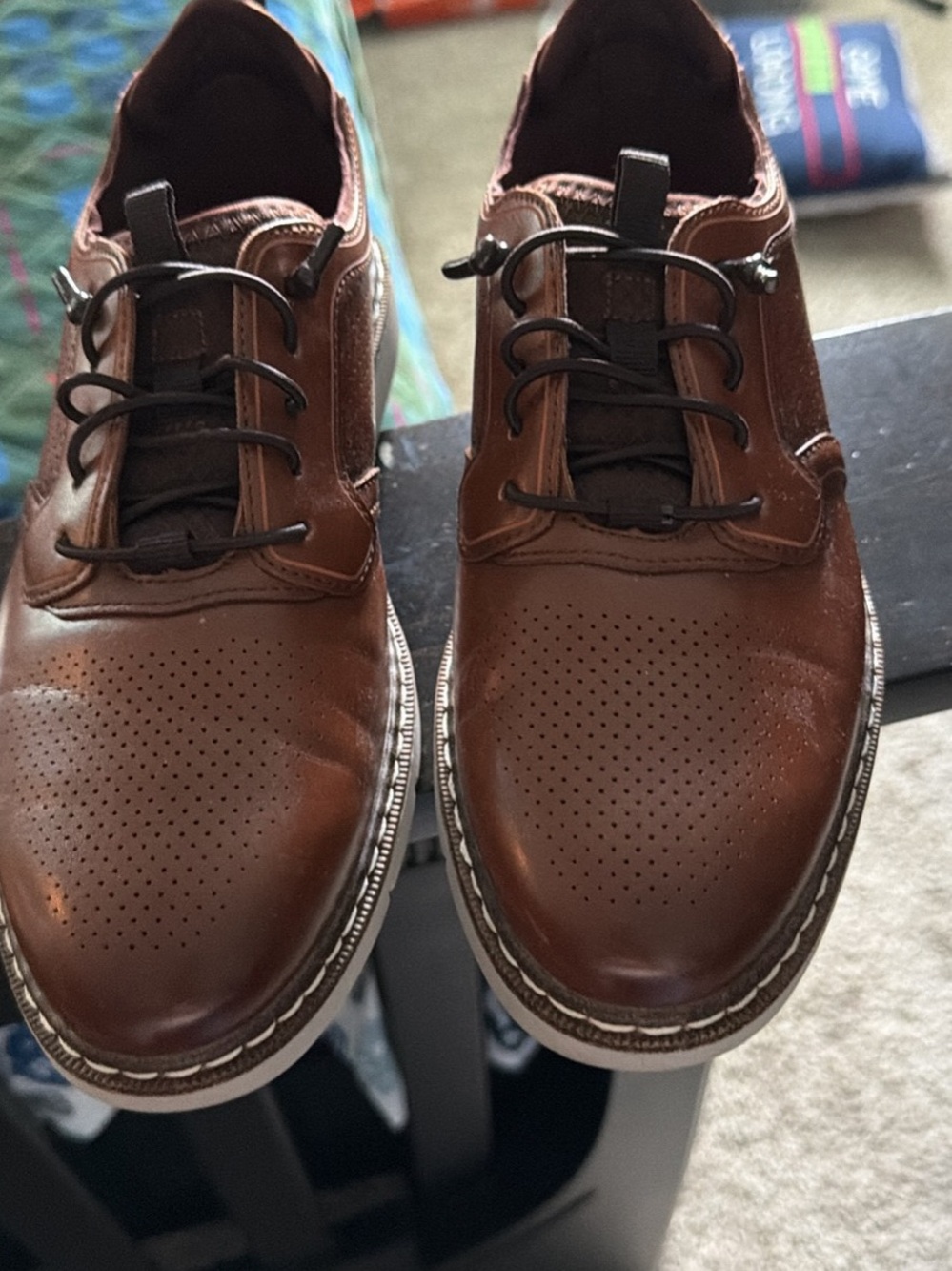 Stacy Adams Brown Perforated Lace-Up Kids Dress Shoes